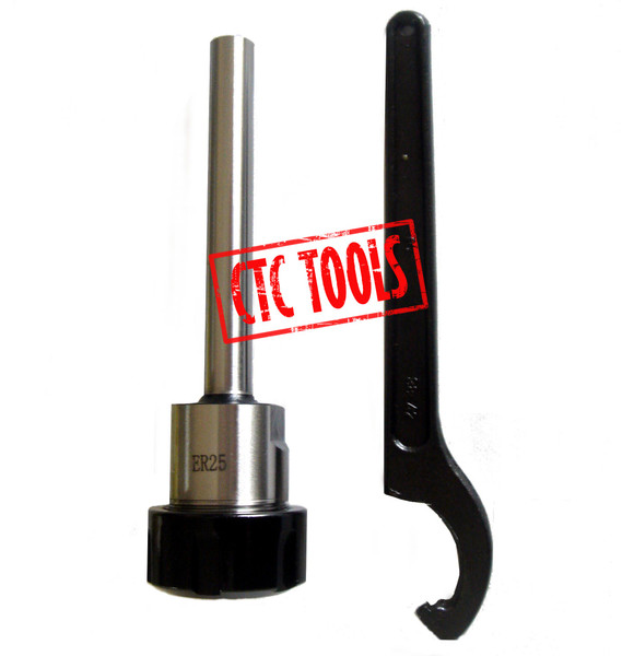 CTC Tools - ER25 D1/2" x L4" straight shank collet chuck DIN6499B, ideal for CNC machining precision and secure tool holding.