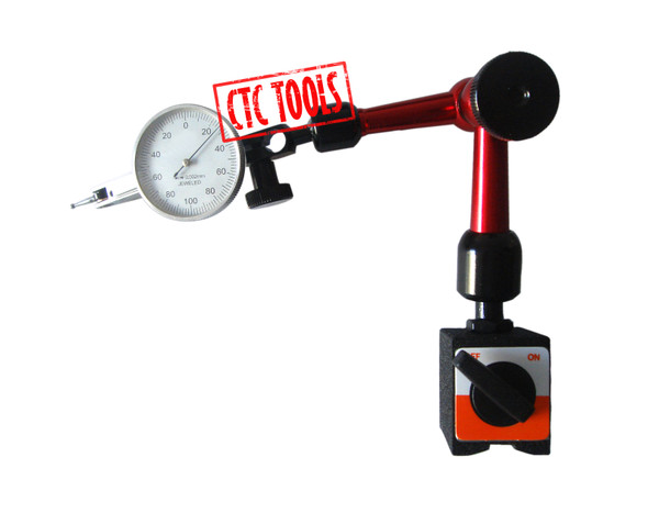 CTC Tools - micron dial test indicator & cam-lock magnetic base for tight-tolerance inspections.