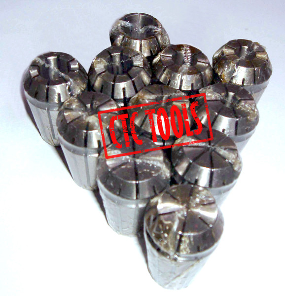 CTC Tools ER32 collet set, 11pcs imperial bores, DIN6499B standard, for CNC machining precision.