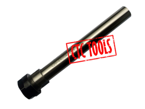 CTC Tools - ER20 D20 x L150 long nose straight shank collet chuck DIN6499