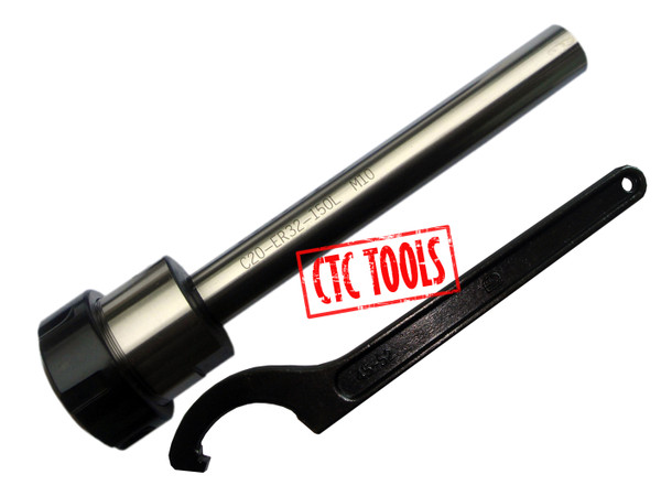 CTC Tools - ER32 D20 x L150 long nose straight shank collet chuck DIN6499