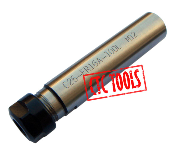 CTC Tools - ER16 D25 x L100 straight shank collet chuck DIN6499B, ideal for CNC machining precision and secure tool holding.