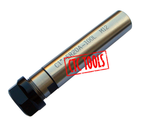 CTC Tools - ER20 D1" x L4" straight shank collet chuck DIN6499B, ideal for CNC machining precision and secure tool holding.