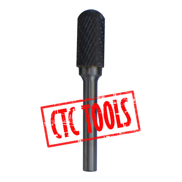 CTC Tools - carbide burr cylindrical ball nose (type C) 6mm shank for shaping and finishing metal edges.