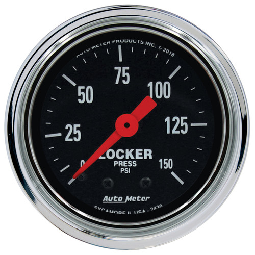 Autometer Traditional Chrome 2-1/16in 150 PSI Mechanical Air Locker Gauge - 2430 Photo - Primary