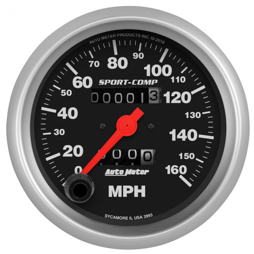 AutoMeter Sport-Comp Speedometer Gauge 3-3/8in. - 0-160MPH - Mechanical - In-Dash - 3993 Photo - Primary
