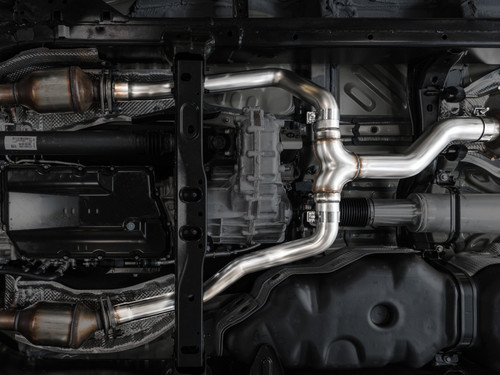 AWE 0FG Exhaust for 3rd Gen Toyota Tundra - Dual Chrome Silver Tips - 3015-32063 Photo - Mounted