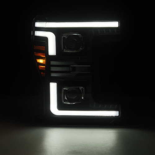 AlphaRex 17-19 Ford F-250/350/450/550 Super Duty LUXX-Series LED Proj Headlights Blk w/SS & SBDRL - 880323 User 1