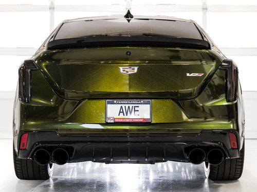AWE Tuning 2021+ Cadillac CT4-V Blackwing SwitchPath Exhaust - Diamond Black Tips - 3025-43436 Photo - Mounted