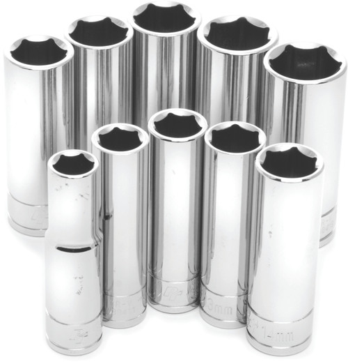 Performance Tool 10 Pc 3/8" Met Socket Set Deep