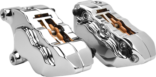 Hawg Halters INC 4 Pist Front Dual Caliper Kit Chrome W/ 11.8" Rotor