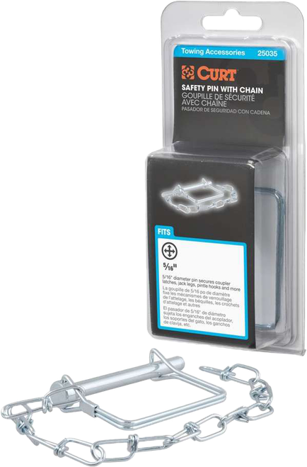 Curt 5/16" Safety Pin W/ 12" Chain 3" Pin Length
