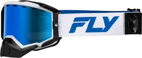 FLY Racing Zone Elite Snw Goggle Wht/Blue W/Drk Blu Mir/Plrzd Smoke Lens