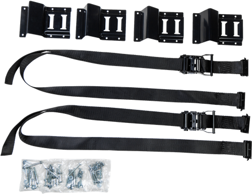 Fire Power Wheel Chock and Strap Kit Black 2PCS
