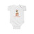 Cotton infant bodysuit with French Bulldog and a toy block letter "F" in white
