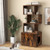 Rustic 5 Star Pets cat litter tower with an open cabinet door revealing an interior litter box area.