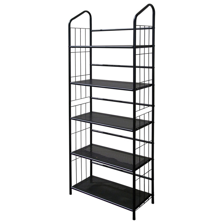 5-Tier Bookcase Storage Shelves Rack in Black Metal Q280-OI5TMB6822