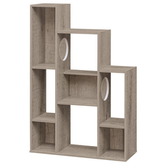 5 Star Pets modern 8-section cat bookshelf tower in gray finish, studio view.