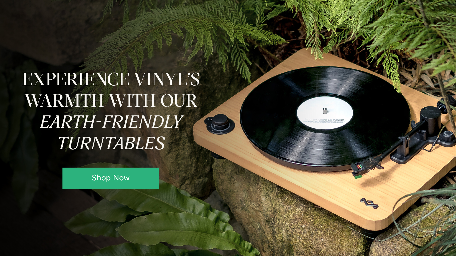 Experience vinyl's warmth with our earth friendly turntables