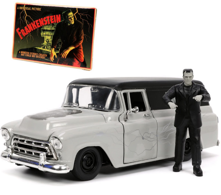 Hollywood Rides Universal Monsters Frankenstein 1957 Chevy Suburban 1:24 Scale Die-Cast Metal Vehicle with Figure