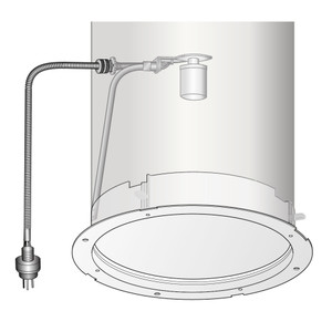 This diagram illustrates the Velux ZTL 114 Electric Light Kit installed within a Sun Tunnel Skylight. The image showcases the light kit's position above the diffuser, demonstrating its seamless integration for nighttime illumination.