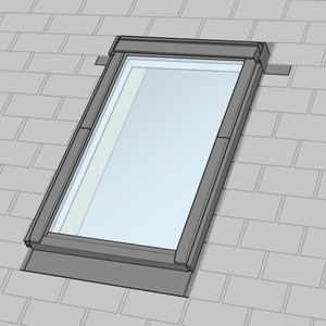 This image shows a VELUX deck-mounted skylight installed on a shingle roof with the EDL flashing kit. The image highlights the seamless integration and weathertight seal achieved with the flashing.
