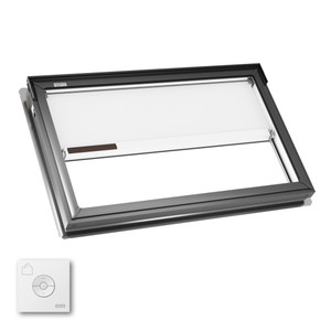 VELUX FS S01 Fixed Deck Mount Skylight with white solar shade and remote control in horizontal orientation VELUX FS S01 Fixed Deck Mount Skylight with white solar shade and remote control in horizontal orientation