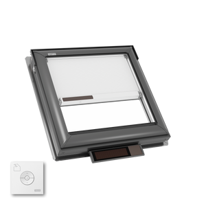 VELUX VSS C01 solar-powered skylight featuring integrated blinds and a sleek low-profile design. Enhances daylighting with remote operation and energy efficiency. VELUX VSS C01 solar-powered skylight featuring integrated blinds and a sleek low-profile design. Enhances daylighting with remote operation and energy efficiency.