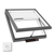 VELUX VCS 2222 solar-powered skylight shown open with included remote control, ideal for compact spaces and out-of-reach installations. VELUX VCS 2222 solar-powered skylight shown open with included remote control, ideal for compact spaces and out-of-reach installations.