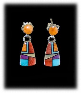 Zuni Inlay Earrings - Zuni Jewelry
