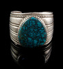 Vintage Silver Cuff Bracelet with Cloud Mountain Spider Web Turquoise                        