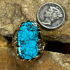 Spiderwebbed Bisbee Turquoise Gold Ring