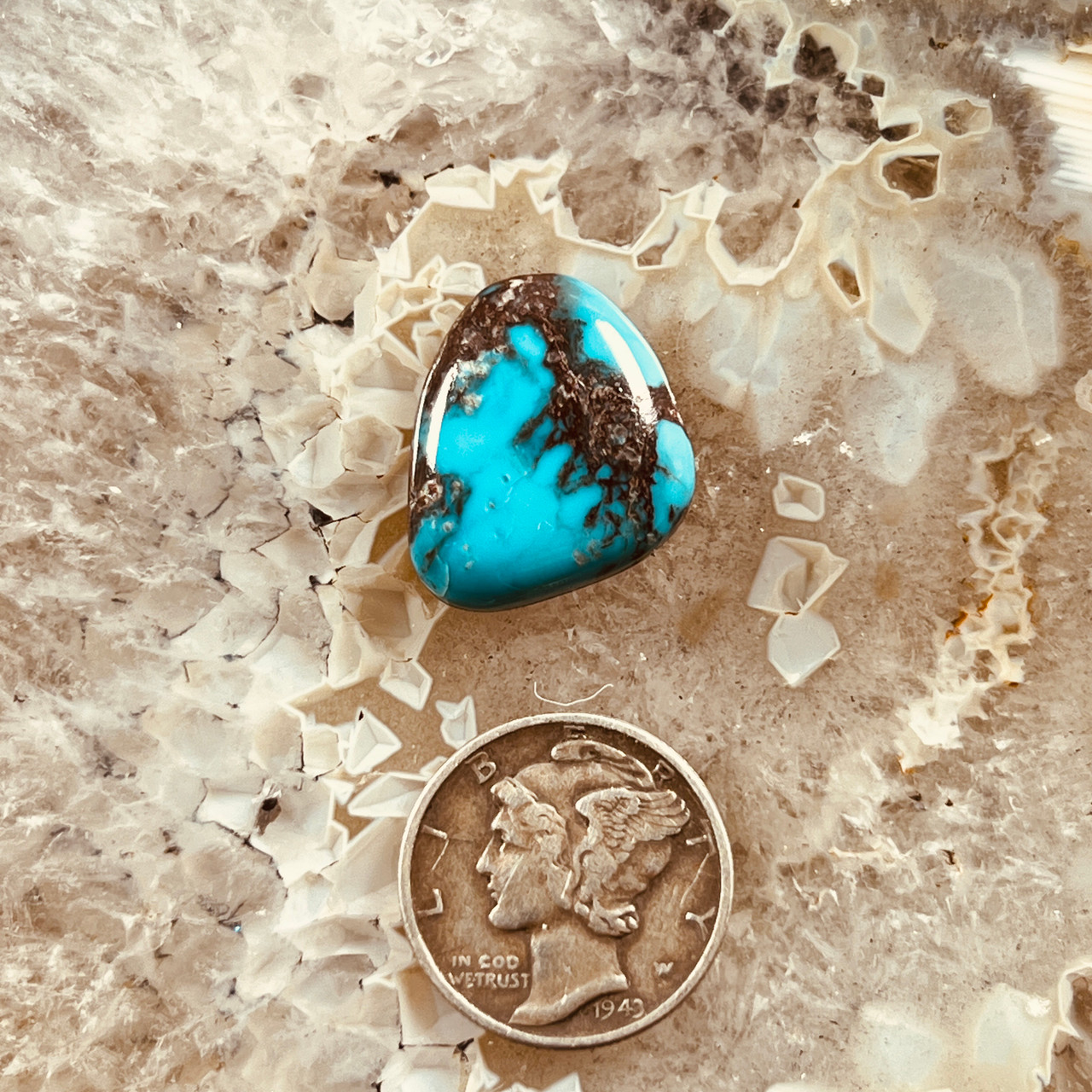 Classic blue Bisbee Turquoise cab with chocolate brown matrix