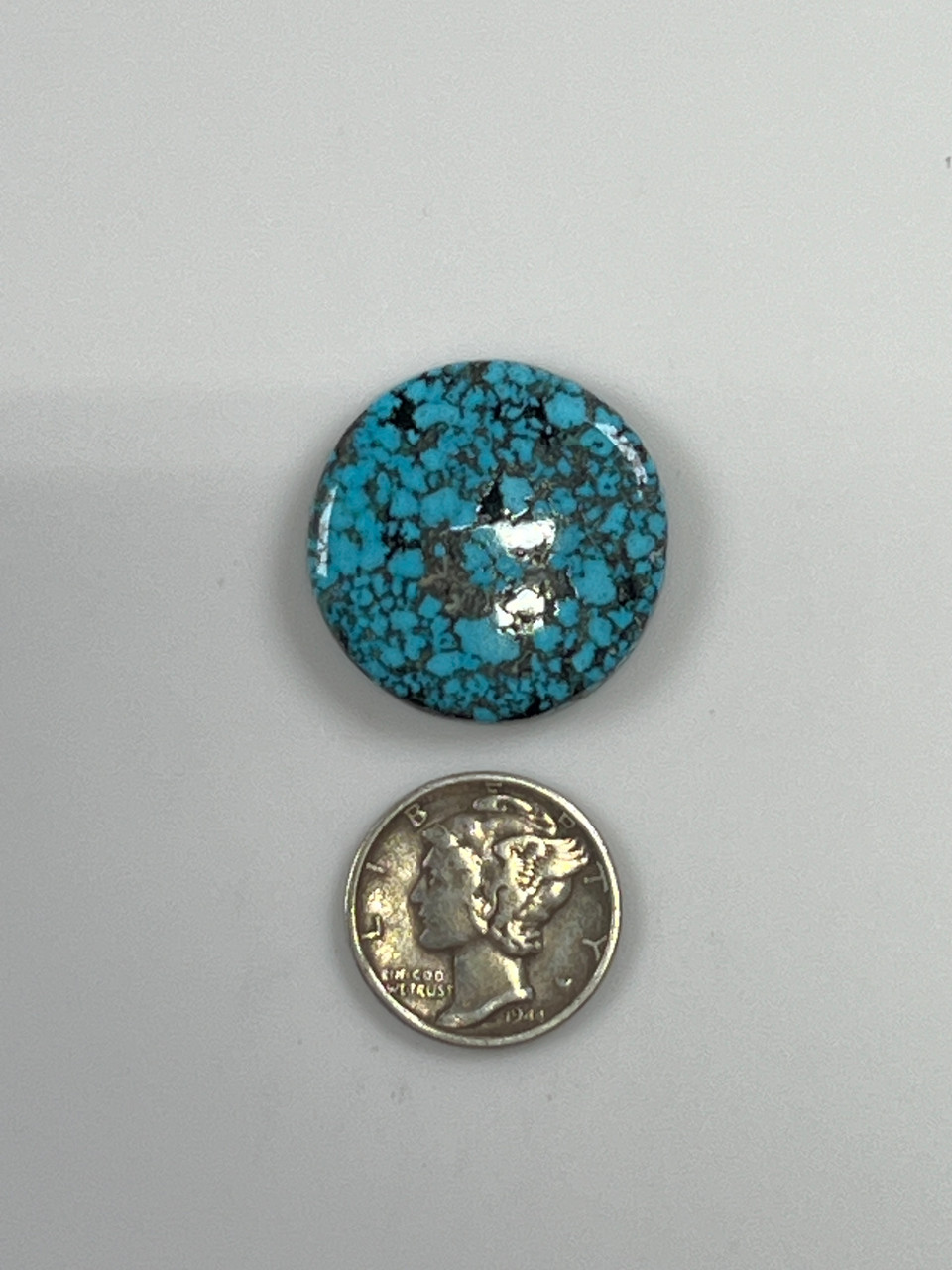 Round Kingman black web Turquoise Cabochon - Durango Silver