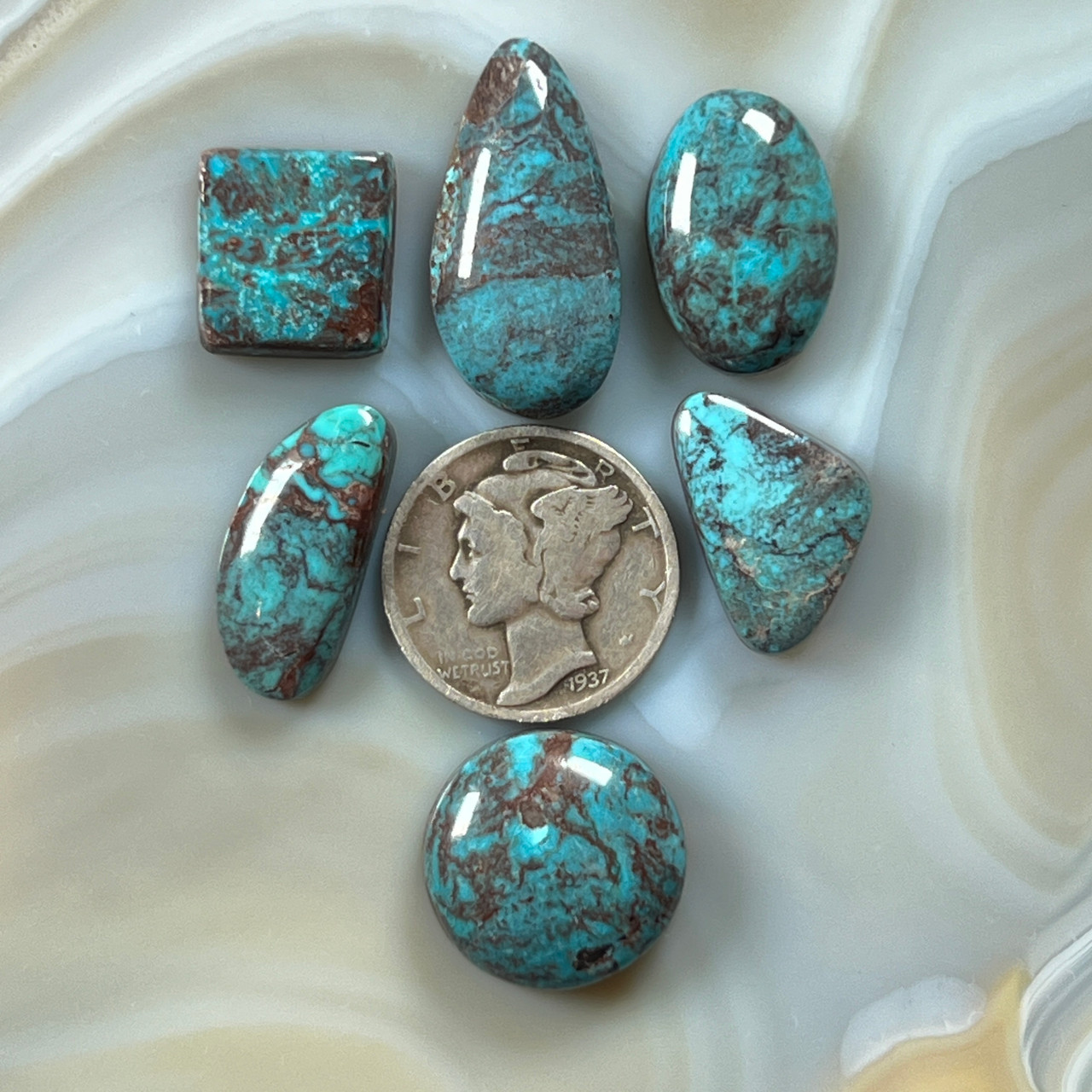 Smoky Bisbee Turquoise cabochon set - Durango Silver Company