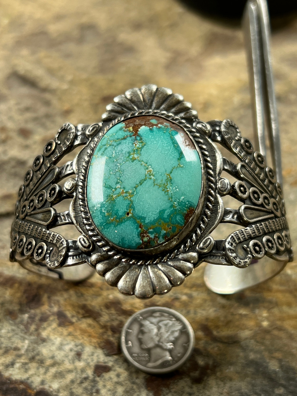 Bold and Beautiful Vintage Turquoise Bracelet Durango Silver