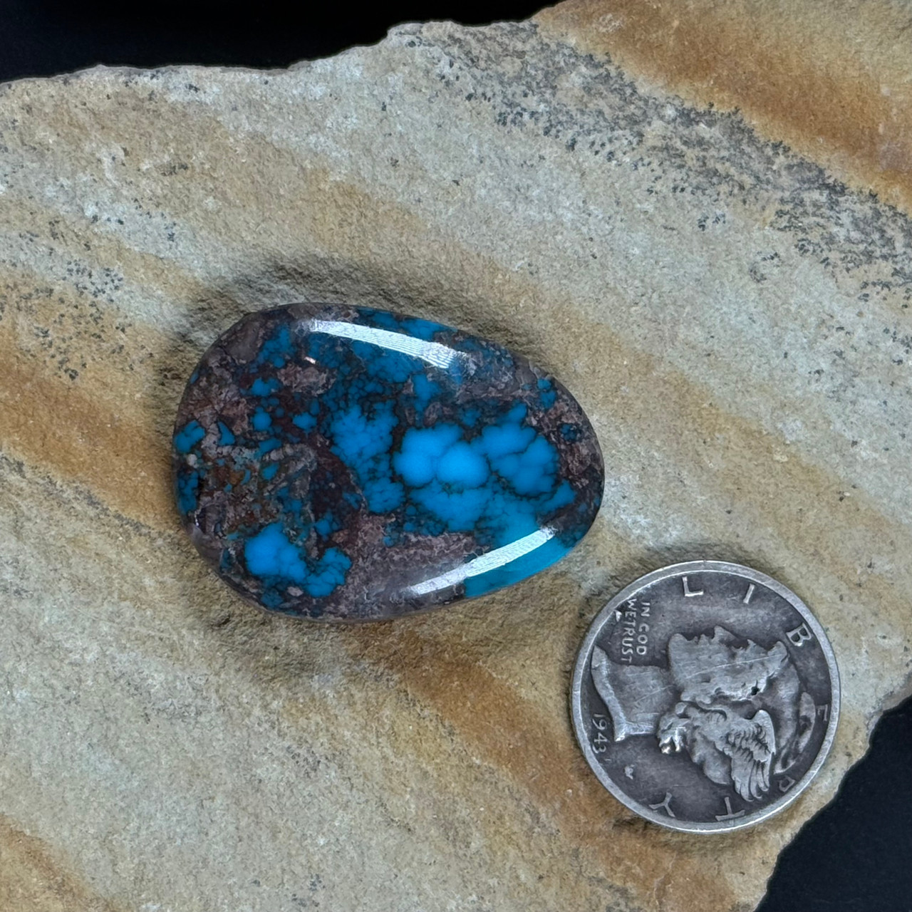 #『Southern blue 』　カノコダカラ貝 Royal Blue Bisbee Turquoise Cab - Durango Silver Company Online