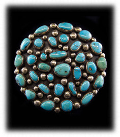 Antique Native American Womens Morenci Turquoise Cluster Bracelet Antique Native American Womens Morenci Turquoise Cluster Bracelet