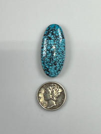 Large, oval king and black web Turquoise cabochon