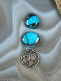 Bisbee Turquoise Cabochon Pair. Bisbee Turquoise Cabochon Pair.