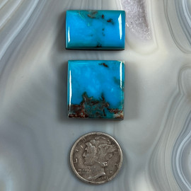 Blue Bisbee Turquoise Cabochon Pair Blue Bisbee Turquoise Cabochon Pair