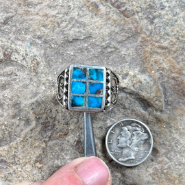 Bisbee Turquoise men’s inlaid ring Bisbee Turquoise men’s inlaid ring