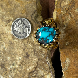 Spiderweb Bisbee and golden nugget turquoise ring