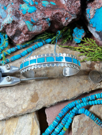 Bisbee Turquoise Inlaid Row Bracelet Bisbee Turquoise Inlaid Row Bracelet
