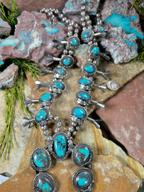Bisbee Turquoise Squash Blossom Necklace Bisbee Turquoise Squash Blossom Necklace