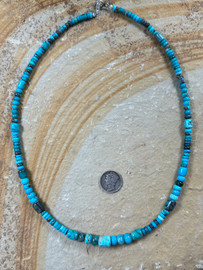 Bisbee Turquoise Bead Necklace, Bisbee Barrel Beads! Bisbee Turquoise Bead Necklace, Bisbee Barrel Beads!