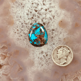 Bisbee Turquoise cabochon with quartz inclusions Bisbee Turquoise cabochon with quartz inclusions