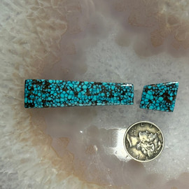 Indian Mountain Spiderweb Turquoise Cabochon Pair Indian Mountain Spiderweb Turquoise Cabochon Pair