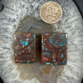 Heavy host Bisbee Turquoise Cabochon pair