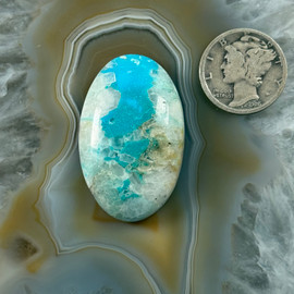Lg Crystal Bisbee Turquoise Cabochon-525